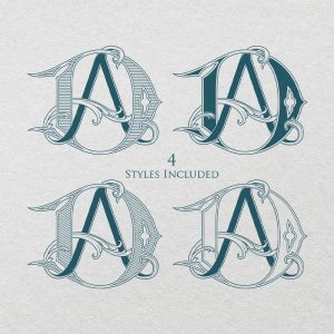 Alternative view of AD 2-Letter Monogram | Bellflowers & Vintage x4