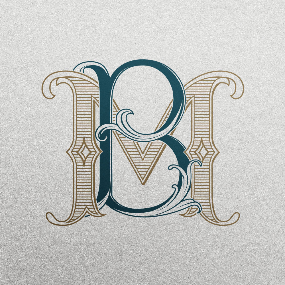 BM 2-Letter Monogram | Bellflowers & Foundations