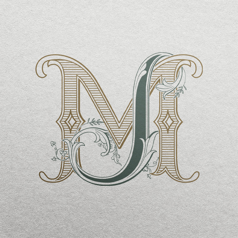 JM 2-Letter Wedding Monogram | Floral & Foundations