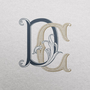 DC Wedding Monogram | Bellflowers & Pillars